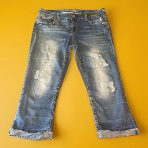 Amethyst Jeans Juniors Size 13 Distressed Embroidered Cuffed Y2K